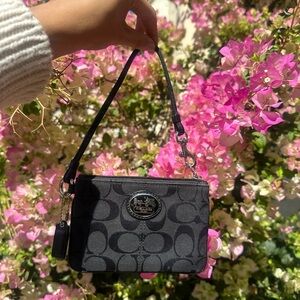 Coach Black Monogram Wristlet